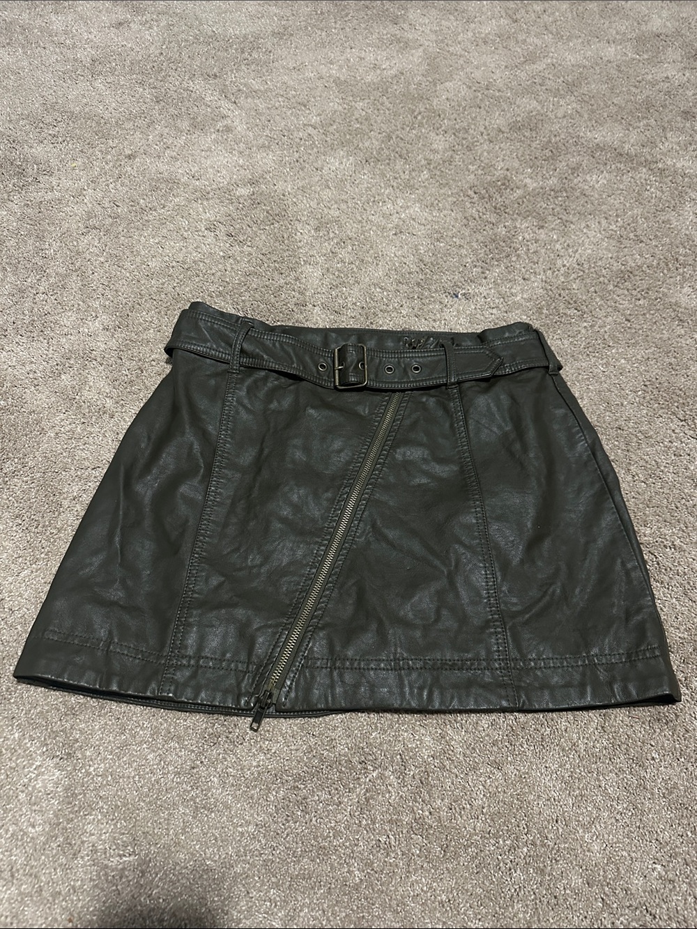 Free People Faux Leather Belted Mini Skirt